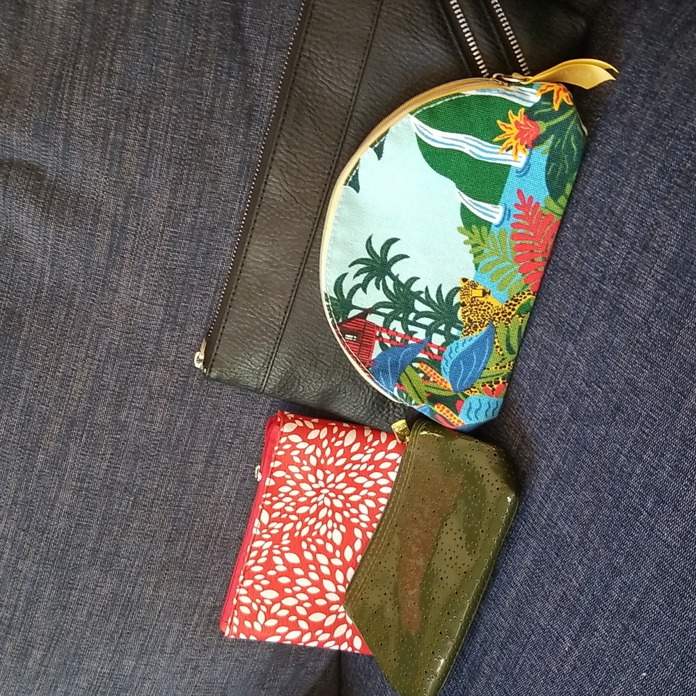 - Make up bags. 2 Clarins..VIntage estee Lauder and black unknown